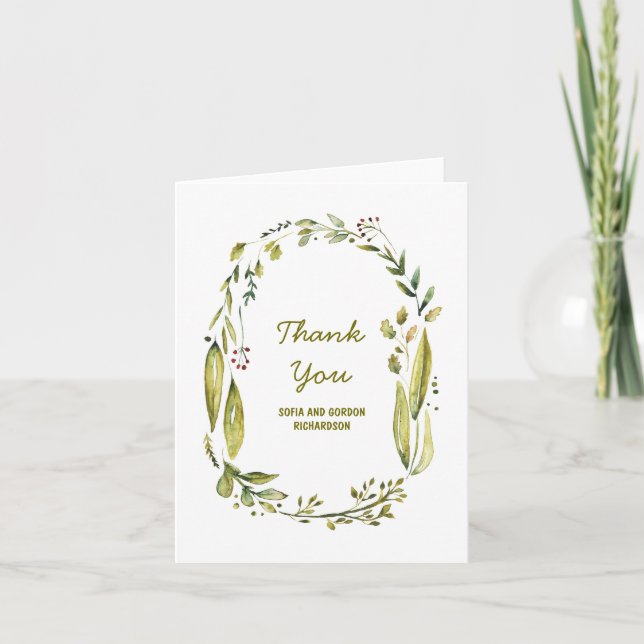 Agradecimento de Casamento Aquarela Floresta Laure (Frente)