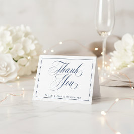 Agradecimento de Casamento Azul Naval e Branco Ele