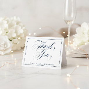 Agradecimento de Casamento Azul Naval e Branco Ele