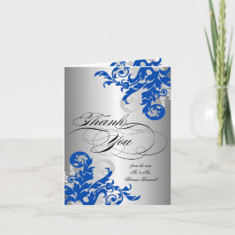 Agradecimento de Casamento Azul Real e Prata Flori