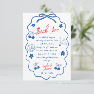 Agradecimento de casamento azul Vermelho caprichos