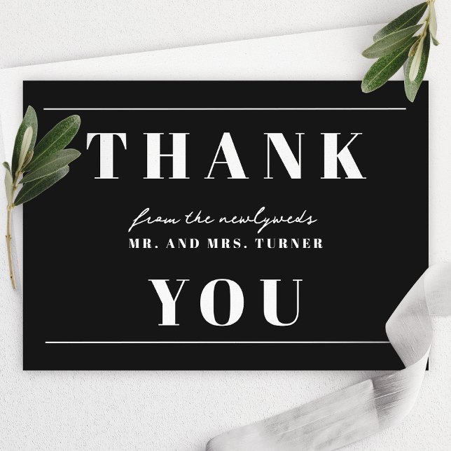 Agradecimento de Casamento Branco e Preto Minimali (Criador carregado)