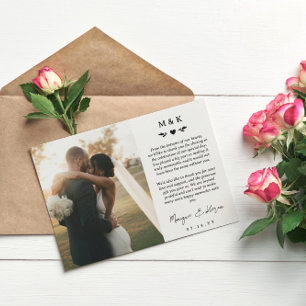 Agradecimento de Casamento com Coração e Folhagem
