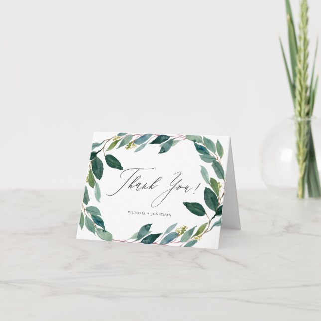 Agradecimento de Casamento com Coroa de Eucalipto  (Frente)