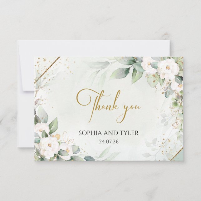 Agradecimento de Casamento com Eucalipto e Rosas B (Frente)