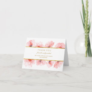 Agradecimento de casamento com flores em aquarela