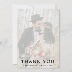 Agradecimento de casamento com foto e texto em azu
