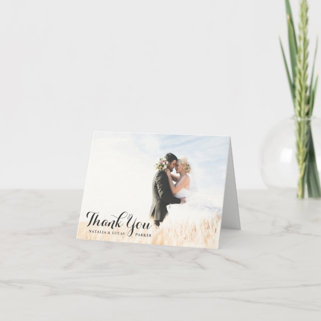 Agradecimento de Casamento com Foto Escrita com El (Frente)