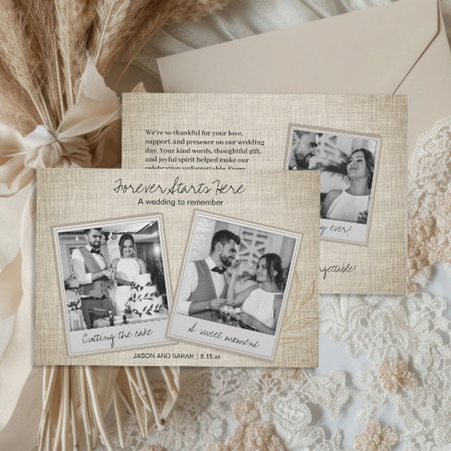 Agradecimento de Casamento com Foto Instantânea Vi (Vintage retro photo wedding thank you card )