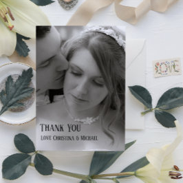 Agradecimento de casamento com foto moderna minima
