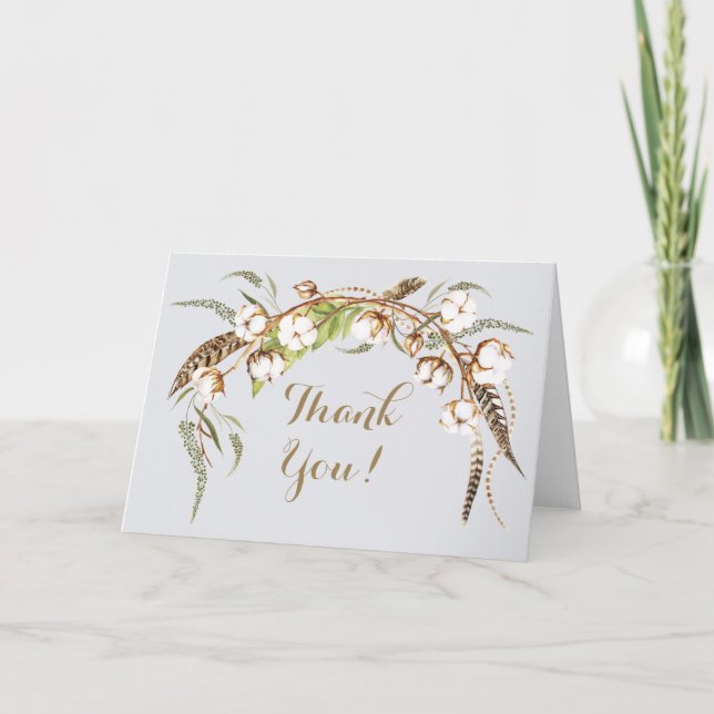 Agradecimento de casamento com guirlanda de algodã (Frente)