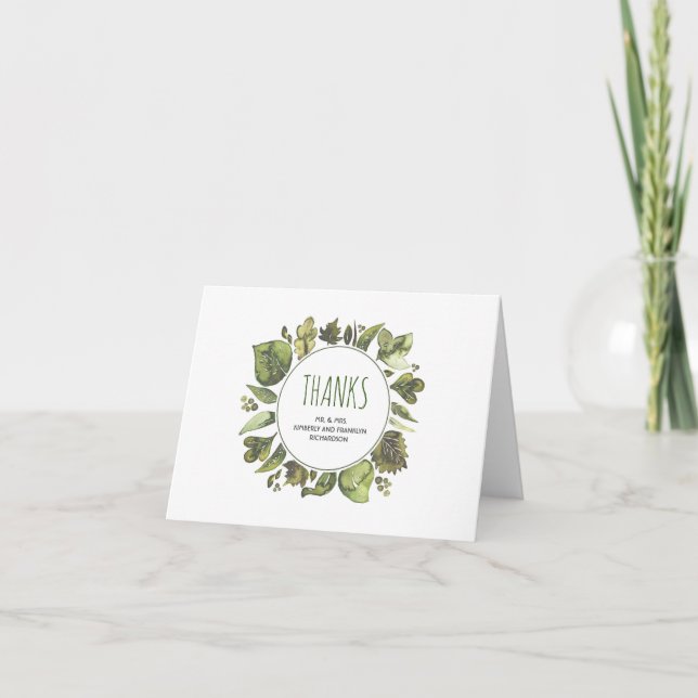 Agradecimento de casamento com verde de louro aqua (Frente)