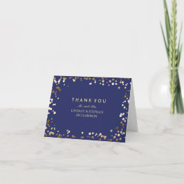 Agradecimento de Casamento Confete Dourado e Azul