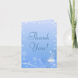 Agradecimento de Casamento de Inverno Azul e Branc