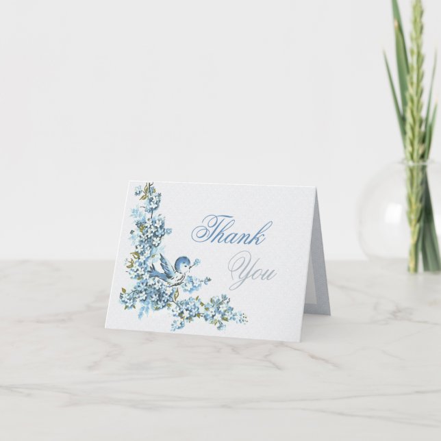Agradecimento de Casamento de Inverno Pássaros Azu (Frente)
