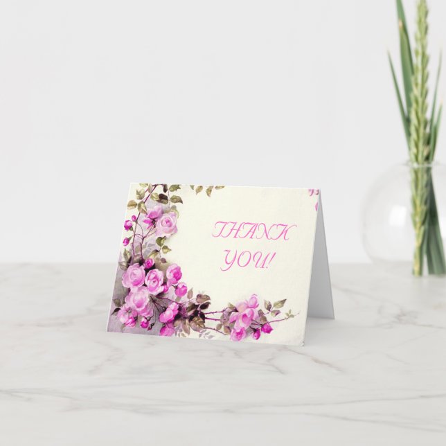 Agradecimento de casamento de rosas cor-de-rosa ro (Frente)