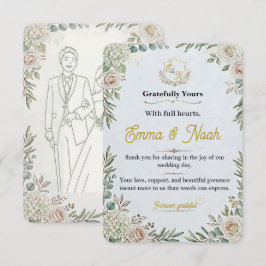 Agradecimento de casamento editável elegante em do