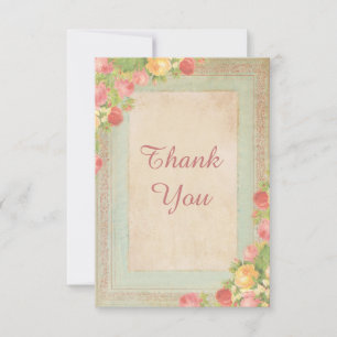 Agradecimento de Casamento Elegante Rosas Vintage