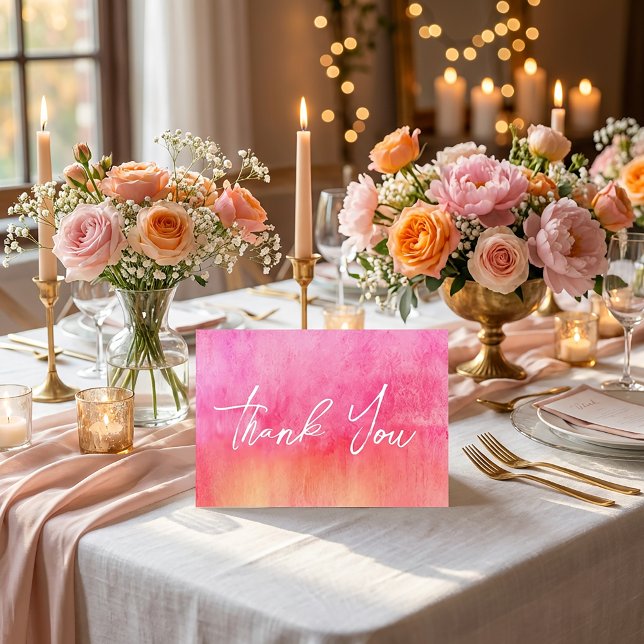 Agradecimento de Casamento em Aquarela Rosa Vibran (#colorfulwedding#pinkwedding#coralwedding#weddingstationery
#gardenwedding#weddingdecor#thankyoucard)