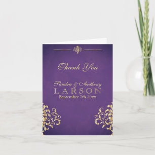 Agradecimento de Casamento em Damasco Dourado e Ro