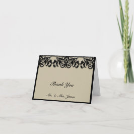 Agradecimento de Casamento em Relevo Floral Preto
