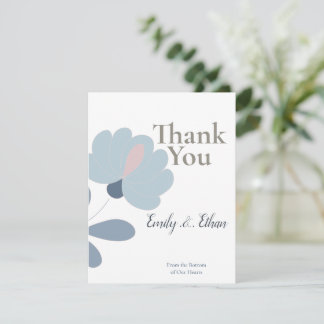 Agradecimento de Casamento Floral Azul Empoeirado