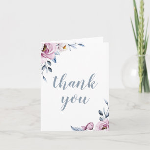 Agradecimento de Casamento Floral Azul Empoeirado 