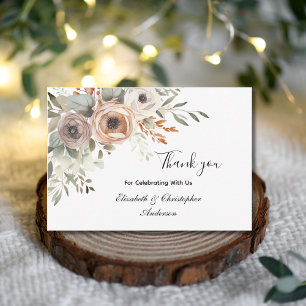 Agradecimento de casamento floral bege botânico