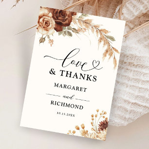 Agradecimento de Casamento Floral Boho Rusty Terra
