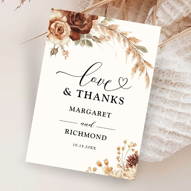 Agradecimento de Casamento Floral Boho Rusty Terra (Criador carregado)