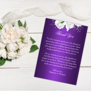 Agradecimento de Casamento Floral Branco e Roxo El