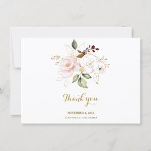 Agradecimento de casamento floral cor-de-rosa eleg