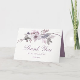 Agradecimento de Casamento Floral de Inverno Roxo 
