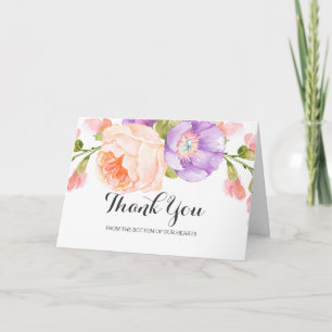 Agradecimento de Casamento Floral em Aquarela Chic