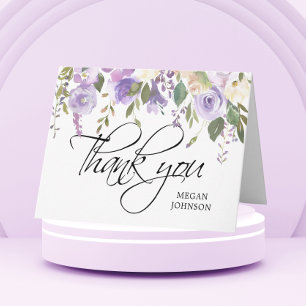 Agradecimento de casamento floral lilás aquarela N