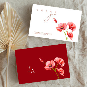 Agradecimento de Casamento Floral Papoulas Vermelh