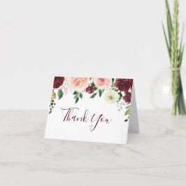 Agradecimento de Casamento Floral Rosa Borgonha