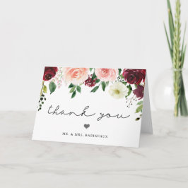 Agradecimento de Casamento Floral Rosa Borgonha