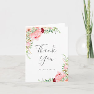 Agradecimento de Casamento Floral Rosa Corado