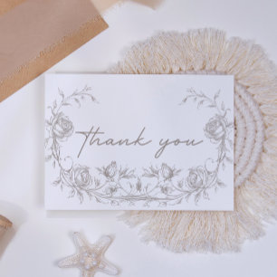 Agradecimento de Casamento Floral Sépia Vintage El