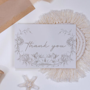 Agradecimento de Casamento Floral Sépia Vintage El