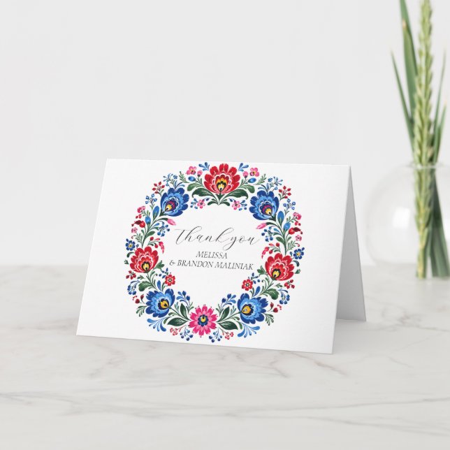 Agradecimento de casamento floral tradicional folc (Frente)