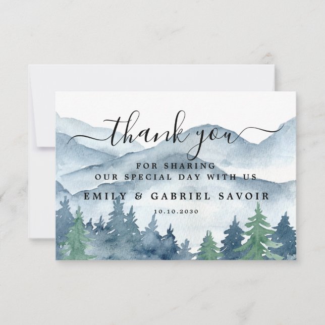 Agradecimento de Casamento Floresta Aquarela (Frente)