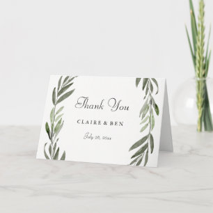 Agradecimento de Casamento Moderno com Folha Verde