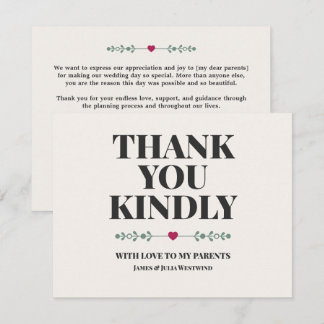Agradecimento de Casamento Personalizado para os P