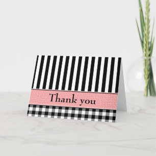 Agradecimento de Casamento Preto Branco Rosa Desig