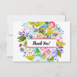 Agradecimento de Casamento Romântico Floral Rosa