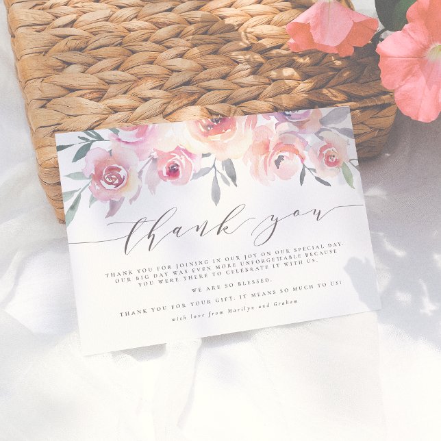 Agradecimento de Casamento Rosa Bege e Azul Escuro (Criador carregado)