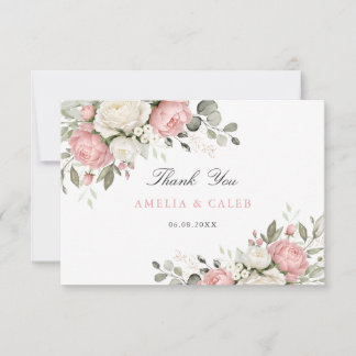 Agradecimento de Casamento Rosa Bege Floral Elegan