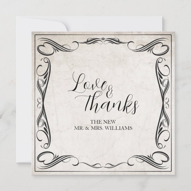 Agradecimento de Casamento Vintage Black Art Déco (Frente)